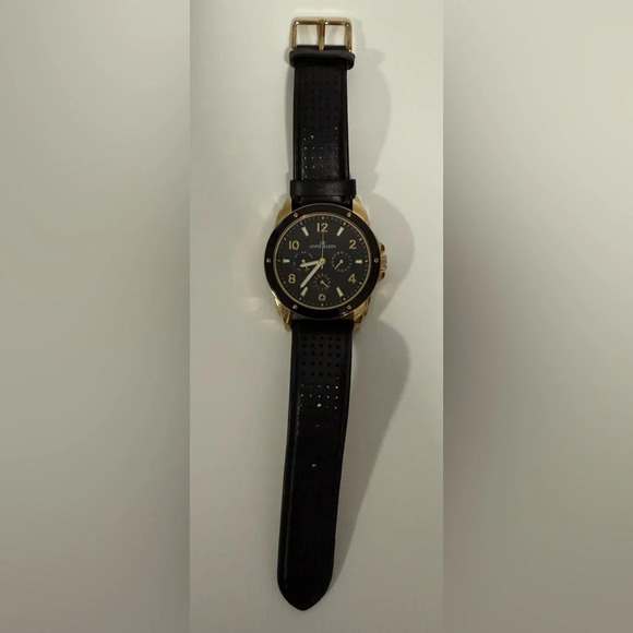 ANNE KLEIN 10/9656 WOMENS WATCH. BLACK LEATHER BAND. - Picture 2 of 12